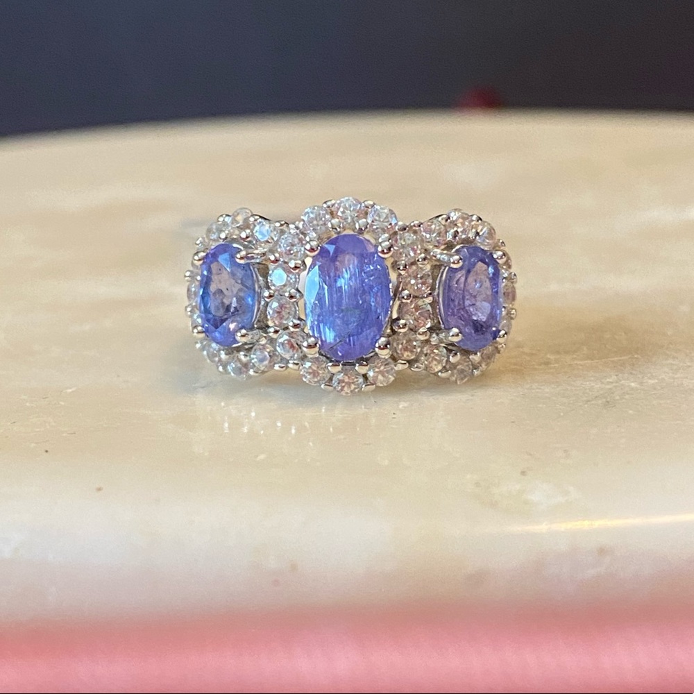 NWT TANZANITE WITH ZIRCON STERLING RING